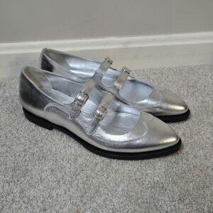 The Office Of Angela Scott Miss Margo Silver Mary Jane Flat Sz 39 US 9‎ Academia